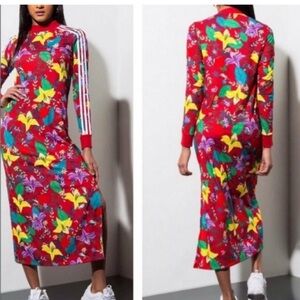 Adidas Blossom of Life Floral Red Maxi Dress